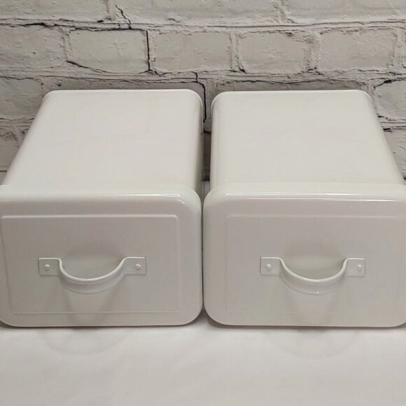 MARTHA STEWART WHITE ENAMEL CANISTER TWO PIECE SET - Picture 8 of 16
